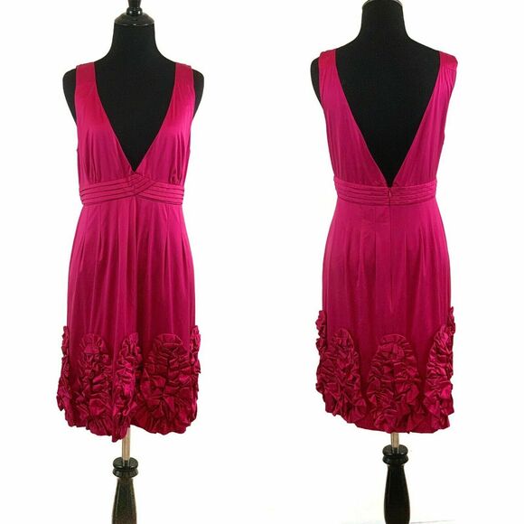 Wayne Cooper Fuchsia Appliqué Deep V neck Cocktail Dress Size 4 - Picture 10 of 10